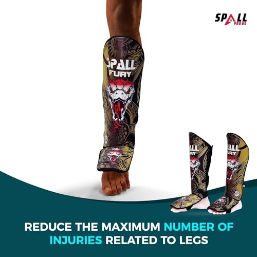 Muay Thai Shin Guards for Kickboxing Martial Arts BJJ Boxing Equipment MMA Training and Sparring Leg Guard with Instep Protection Pads - color: Fury-Golden, size: Large/Xlarge