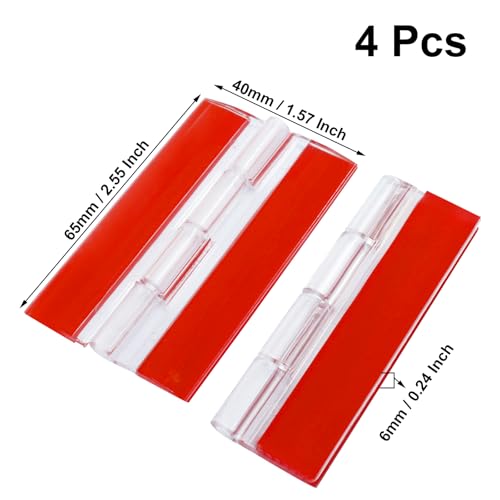 Hitefu 4 Pcs 65x40mm Clear Acrylic Hinges, Invisible Self Adhesive Hinge Kit for Aquarium Lids, Cabinets, Display Stands & DIY Furniture