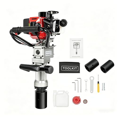 Bepritm Gas Powered T Post Driver, 32.7CC Fence Post Driver Two-Stroke Post Pile Driver with 2 Sockets, 8500RPM Light Weight Handheld Gasoline Farm Fence Pile Driver (32.7CC 2 Stroke Style B) - color: 32.7cc 2 Stroke Style B
