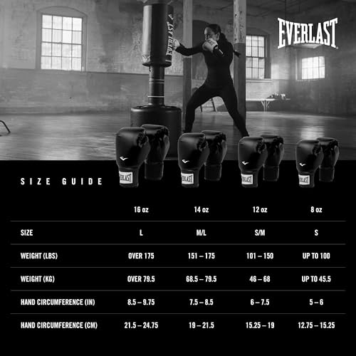 Everlast Prostyle 2 Boxing Gloves, Entry Level Training Gloves for Men and Women, Secure Fit Hook and Loop Closure & Ventilation, Heavy Bag & Speedbag Training - color: Black, size: 16 oz