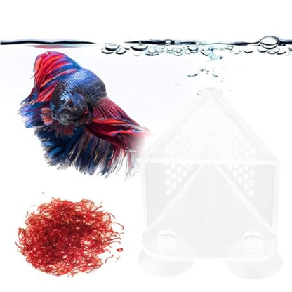 Pssopp Aquarium Cone Red Feeder, V Shape Shrimp Feeder Acrylic Fish Feeding Cup with Suction Cups and Tweezer for Aquarium Use