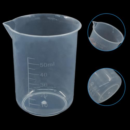 Waziaqoc 4 Pack Plastic Graduated Beaker, 50ml/100ml,/150ml/300ml Transparent PP Measuring Cup Mixing Cup for Kitchen Lab