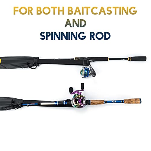 Dr.Fish Fishing Rod Socks Fishing Pole Sleeves Rod Protector Tangle-Free Lightweight Nylon Adjustable Rod Cover Protector for Spinning Rod Baitcasting Rod Surf Rod Fishing Rod Tube Case