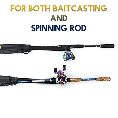 Dr.Fish Fishing Rod Socks Fishing Pole Sleeves Rod Protector Tangle-Free Lightweight Nylon Adjustable Rod Cover Protector for Spinning Rod Baitcasting Rod Surf Rod Fishing Rod Tube Case