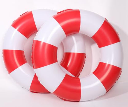 4 PCS Striped Inflatable Pool Floats for Swimming Pool Party Lake Beach Adults - Floaties Pool Tubes Swim Rings Tubes Floaties for Beach Pool Party Decorations