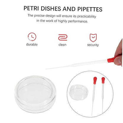 6pcs Petri Dishes Lids Transfer Pipettes Specimen Container for Science Lab
