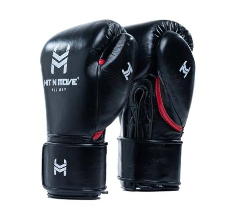 HIT N MOVE Pro Agility All Day Boxing Gloves Hook and Loop, Boxing Gloves Men & Women, Boxing Equipment, Sparring & Heavy Bag Workout Gloves for Boxing, Kickboxing, Muay Thai, MMA - color: Black/Red, size: 16 OZ