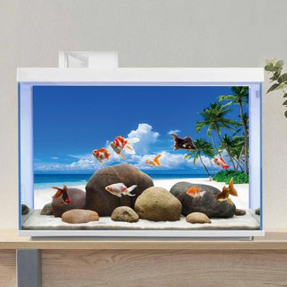 AWERT 72x24 inches Nature Landscape Aquarium Background Beach Coconut Trees Clouds Sea Natural Scenery Fish Tank Background Cloud Sky Summer Scenery Fish Tank Background - size: 72x24in/180x60cm