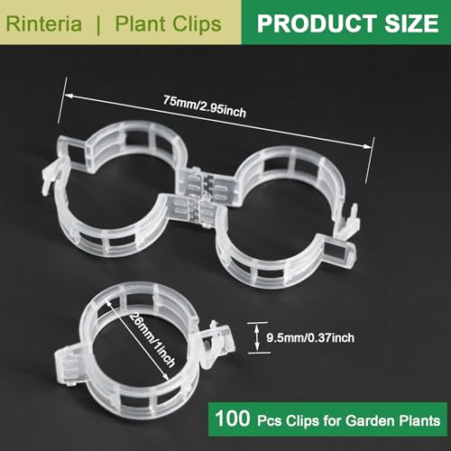 Tomato Clips for Climbing Plants 100 Pack, Plant Support Clips & Garden Clips for Vegetables Vine, Clear Reusable Plastic Plant Clips Indoor Outdoor Gardening