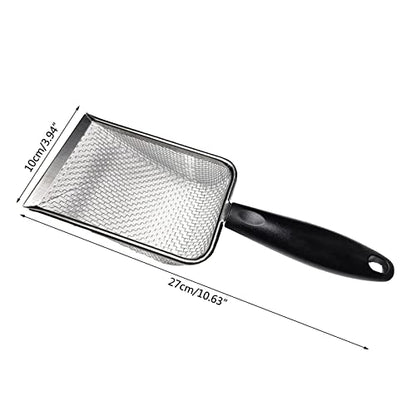 Stainless Steel Sand Scoop Fine Mesh Scooper Shovel for Terrarium Substrate, Beach Metal Detecting & Reptiles Litter