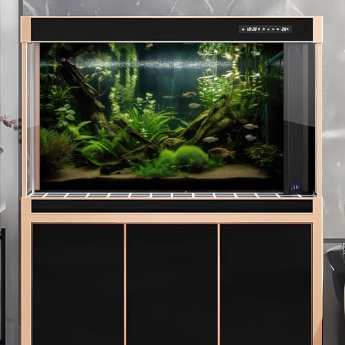 Underwater Aquarium Background Lush Green Diverse Aquatic Plants with Sunbeams Fish Tank Background Underwater Stone with Moss Tropical Fish Rooted Species Terrarium Background Vinyl 30x12in - color: Dark Green, size: 30(W)x12(H)in