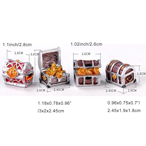 8Pcs Mini Aquarium Treasure Chest Miniature Gold Jewelry Box Model for DIY Diorama Craft Fish Tank Terrarium Decorations
