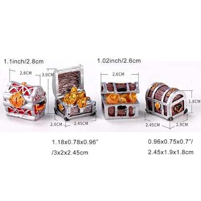 8Pcs Mini Aquarium Treasure Chest Miniature Gold Jewelry Box Model for DIY Diorama Craft Fish Tank Terrarium Decorations