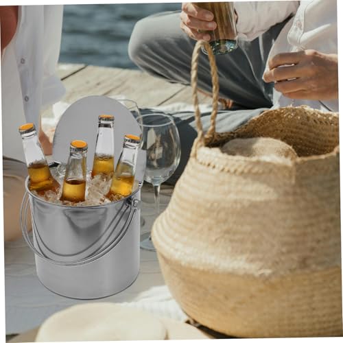 Portable Insulated Ice Bucket with Lid Multi-Function Wine Cooler for Parties and Outdoor Events Capacity Stainless Steel Drink Container