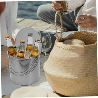 Portable Insulated Ice Bucket with Lid Multi-Function Wine Cooler for Parties and Outdoor Events Capacity Stainless Steel Drink Container