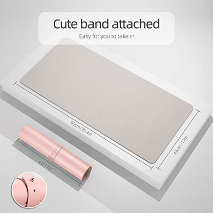 YSAGi Multifunctional Office Desk Pad, Ultra Thin Waterproof PU Leather Desk Mat, Dual Use Desk Writing Mat for Office/Home (35.4" x 17", Pink) - color: Pink, size: 35.4" x 17"