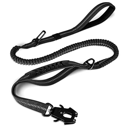 Joytale Tactical Bungee Dog Leash, Shock Absorbing No Pull, Black - color: Black