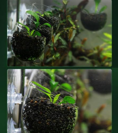 Plant Pot Aquarium Decor Aquatic Plant Cup with 2 Suction Cup for Fish Tank Aquarium Aquascape(2 Pack)