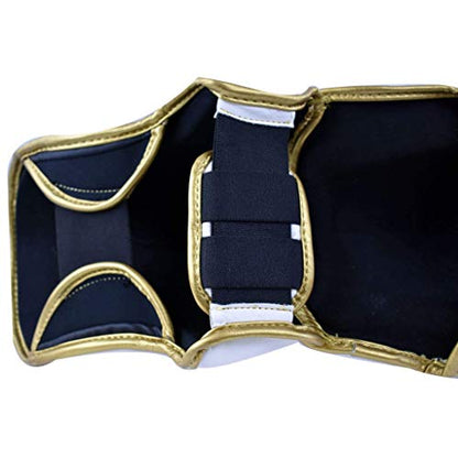 Ultimate - Elite Shin Instep White Gold - Boxing MMA Muay Thai Training Protection - size: Small-Medium