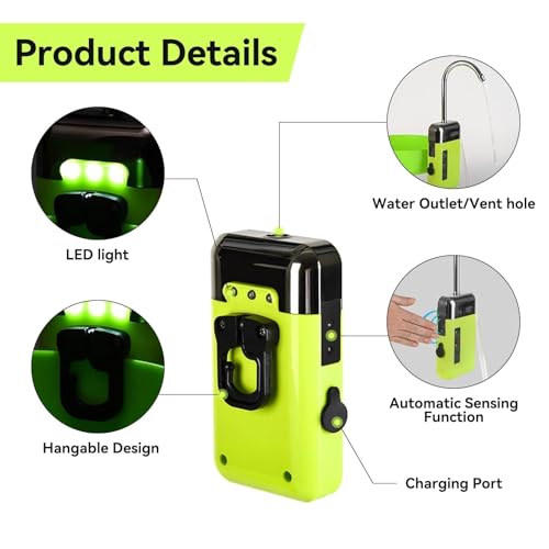Aquarium Air Pump, Adjustable 3 Modes Fishing Oxygen Pump Quiet Bubbler Fish Tank Aerator with LED Light, USB Charging Portable Electric Air Pumps with Accessories