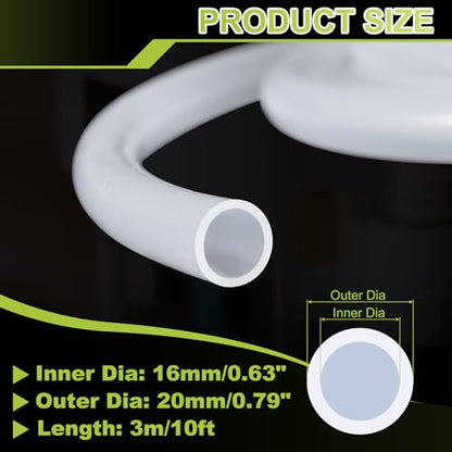 METALLIXITY Silicon Tubing(16mm ID x 20mm OD x 3 m), Pure Silicone Hoses High Temp - for Printer, Hot Water Dispenser, Engine, Brewing, Fish Tank Air Pump, Pump Transfer, Clear - size: 16mm IDx20mm OD, style: 3 M