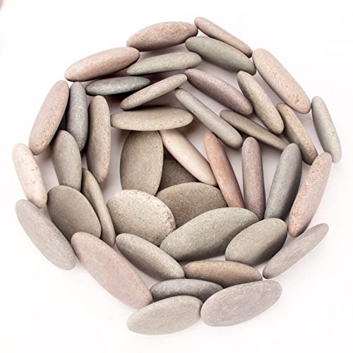 [About 97 PCS - 105 PCS](18 Pounds) Painting Rocks,2.33"-3.72" River Rocks,DIY Rocks,Flat Rocks,Craft Rocks,Natural Stones