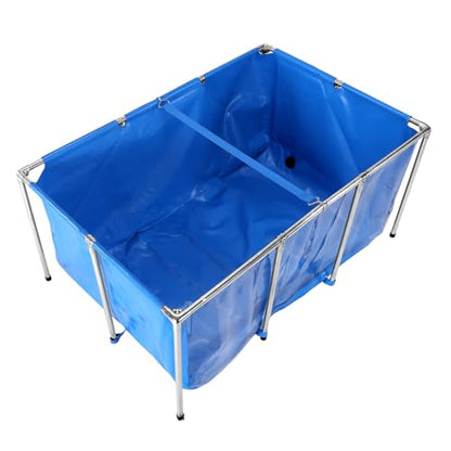 Generic Rectangular Goldfish Tank with Frame & Drain Valve Transparent Fish Pond Clear Viewing Panel for Fish Breeding & Garden Display