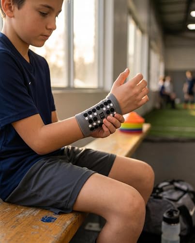 NMK Unisex Kids Soft Wrist Sleeves for Basketball Soccer Breathable 1Pair - color: Grey, size: Large