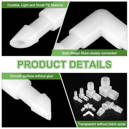MECCANIXITY 5pcs Hose Barb 90 Degree Elbow l Fitting, 1/8" OD Plastic Hose Barb Pipe Fitting Splicer Mender Joint Adapter for Water Liquid Fuel Line Tube, Clear