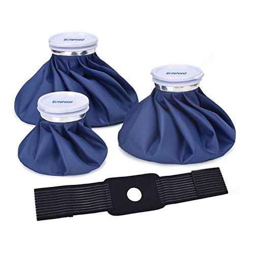 elitehood Reusable Ice Bags for Injuries, Refillable Ice Pack Hot Water Bag | Hot & Cold Therapy and Pain Relief with Elastic Breathable Support Wrap, 3 Sizes (6"/9"/11"), (for Hot Therapy is 50-60℃)