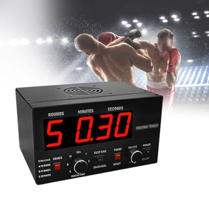 Led Interval Timer, Professional Gym Timer, Selectable Unlimited Rounds, Adjustable Sound Volume/Exercise Time,Red - color: Red
