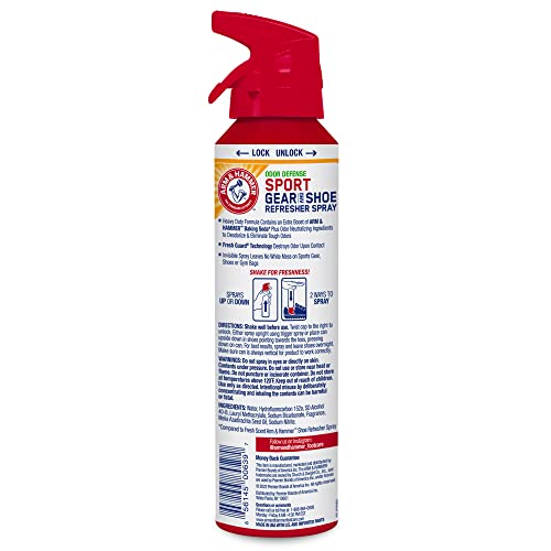 Arm & Hammer Odor Defense Sport Gear & Shoe Refresher Spray, 6.7 oz | Heavy-duty odor defense spray for sports gear, shoes, gym bags, boxing gloves, hockey equipment and football pads - size: 6.7 Ounce (Pack of 1)