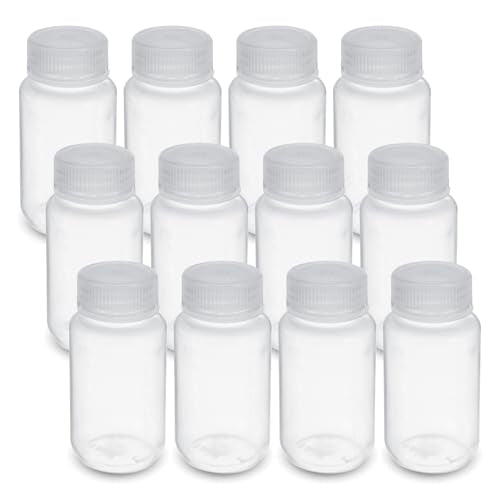United Scientific™ Sample Bottle, 4 oz Bottles with Lids, Polypropylene Small Liquid Containers, Leak-Proof Wide Mouth Reagent Bottle, Pack of 12 (125ml) - size: 4 oz (Pack of 12)