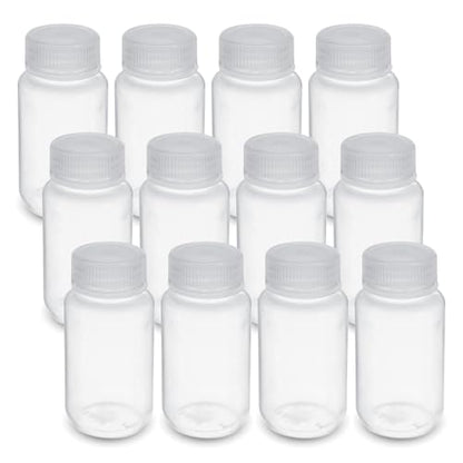 United Scientific™ Sample Bottle, 4 oz Bottles with Lids, Polypropylene Small Liquid Containers, Leak-Proof Wide Mouth Reagent Bottle, Pack of 12 (125ml) - size: 4 oz (Pack of 12)