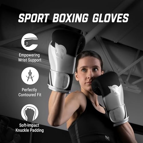 Hayabusa Sport Boxing Gloves - Dual-Splinted - color: White / Silver, size: 16oz