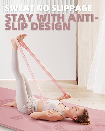 YOTTOY Yoga Strap and Resistance Bands-Exercise Elastic Bands for Working Out Women with 10 Loops-Perfect for Stretching and Physical Therapy - color: pink