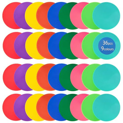 Poly Spots Spot Markers 4 Inch & 9 Inch Multicolor Floor Dots - style: 9inch 36pcs
