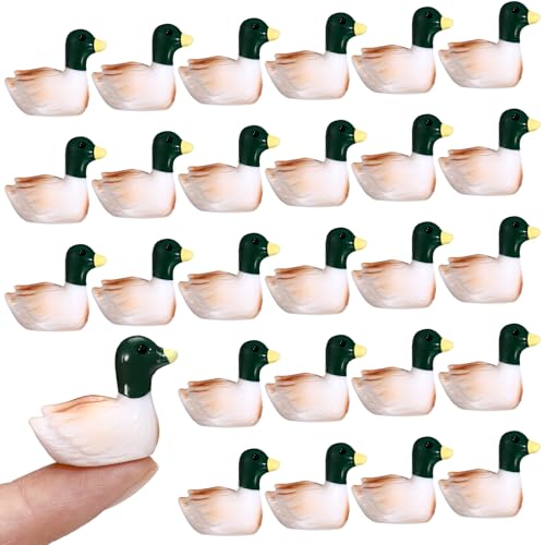 50 Pcs Mini Resin Mallard Mini Ducks Tiny Ducks Figurines Bulk for Garden Micro Landscape Doll House Aquarium Potted Ornament DIY Craft Project Bonsai Moss Terrarium (Mallard)