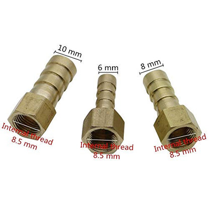 Spray Water Connection Brass 1/8" Female/Male Thread To 6/8/10mm Pagoda Connector Aquarium Adapter Water Hose Connector Gas Soft Tube (Color : Silver)