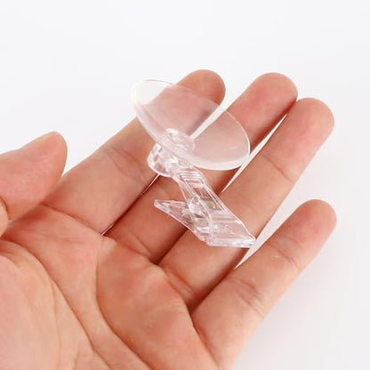 Veggie Clip Aquarium, Feeding Tool Suction Cup Clip, Seaweed Plant Suction Cup Clip, Clear Resin Suction Cups W/Clips, 1.73" 4 Pcs