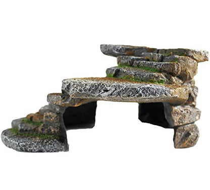PENN-PLAX (REP183) Reptology Shale Scape Step Ledge & Cave Hideout – Decorative Resin for Aquariums & Terrariums – Great for Reptiles, Amphibians, and Fish – Large