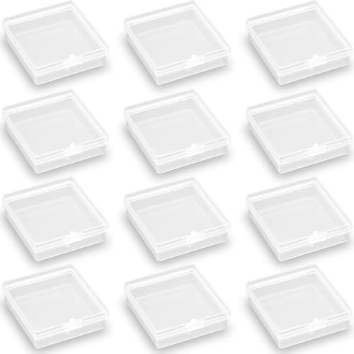 12 Pack Clear Rectangular Plastic Beads Storage Containers Box (2.13 x 2.09 x 0.67 Inch), Bead Organizers for Small items, Crafts, Beads, Coins, Jewelry and Business Cards - size: 2.13 x 2.09 x 0.67 Inch