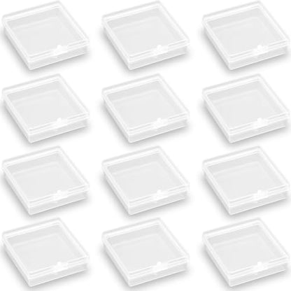 12 Pack Clear Rectangular Plastic Beads Storage Containers Box (2.13 x 2.09 x 0.67 Inch), Bead Organizers for Small items, Crafts, Beads, Coins, Jewelry and Business Cards - size: 2.13 x 2.09 x 0.67 Inch