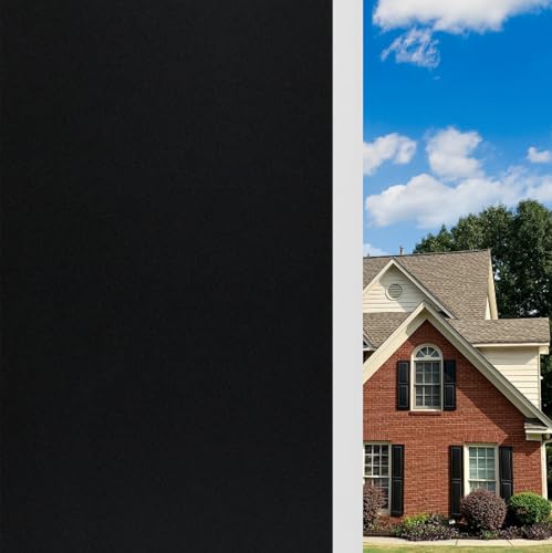 KESPEN Total Blackout Window Film Privacy Static Cling 100% Light Blocking Room Darkening Window Cover Heat Control Anti-UV Glass Sticker Window Tint for Home with Grid Line, 29.5 Inch X 13.1 Feet