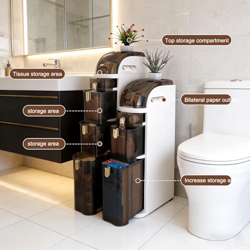 Slim Bathroom Storage Cabinet,Waterproof Narrow Bathroom Drawers,Suitable for Small Spaces,Ideal for Bathrooms, Living Rooms,Toilet,Kitchen or Bedrooms (4-Tiers)
