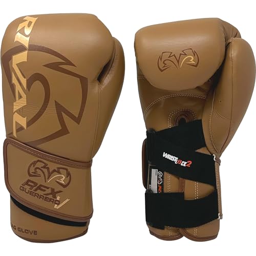 RIVAL Boxing RFX-Guerrero-V Bag Gloves, Multi-Layered Inner Foam Padding (HDEF), Premium Leather, Wrist Lock 2 System - color: Brown, size: 8 oz.
