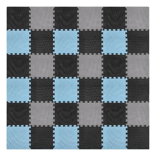 We Sell Mats Interlocking Foam Floor Tiles - 3/8" Thick Blue Mix 36-Pack - color: Sky Mix, size: 36 Square Feet (36 Tiles)