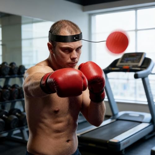 PU Boxing Reflex Ball Set, Portable Boxing Training Ball with Adjustable Headband for Home Workout Fitness Training Boxing Reflex Ball Headband Set for Adults Kids