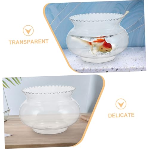 Hemobllo Small Round Transparent Fish Bowl Aquarium for Betta Fish Hydroponic Planter Compact Desktop Holder Versatile Landscape Ornament for Parties and Centerpieces