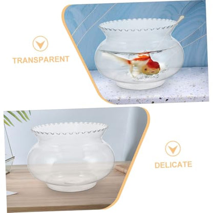 Hemobllo Small Round Transparent Fish Bowl Aquarium for Betta Fish Hydroponic Planter Compact Desktop Holder Versatile Landscape Ornament for Parties and Centerpieces